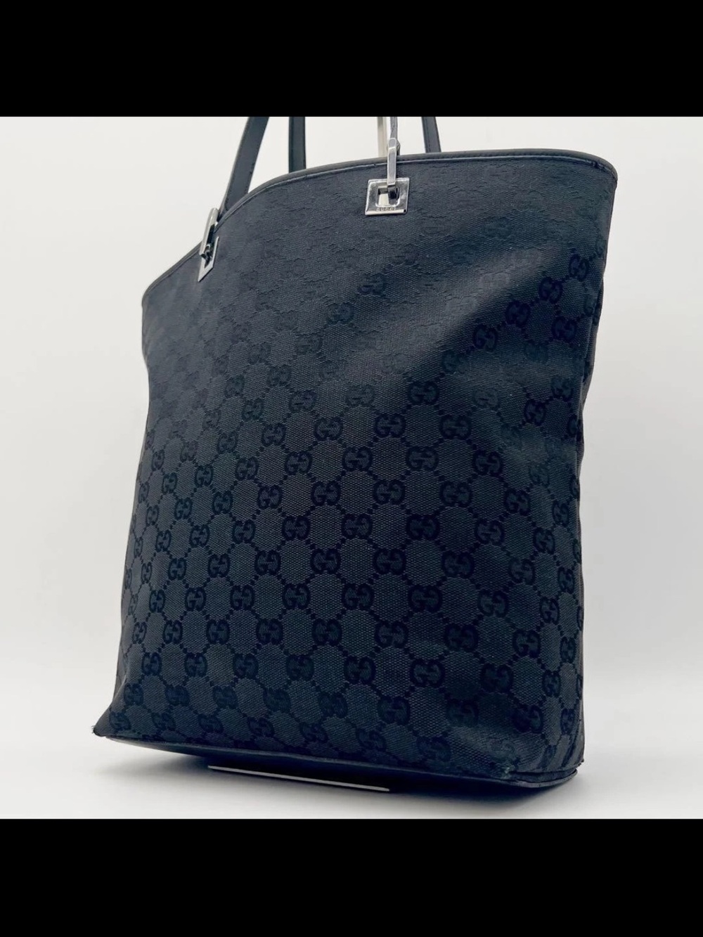 Gucci Monogram Black Canvas Tote